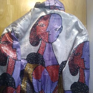 Vintage Pan Asia Picasso AOP Satin Bomber Jacket